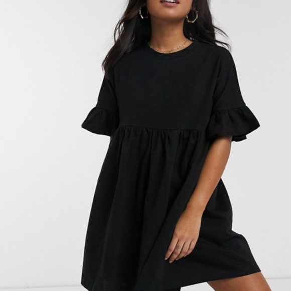 ASOS Dresses & Skirts - ASOS black smock dress w/frilly 1/2 sleeves